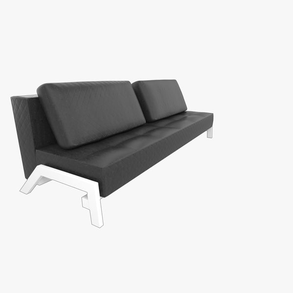3d Modern Black Leather Sofa Interior, Modern Black Leather Couch