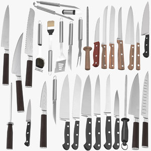 knifes bbq utensils 3d max
