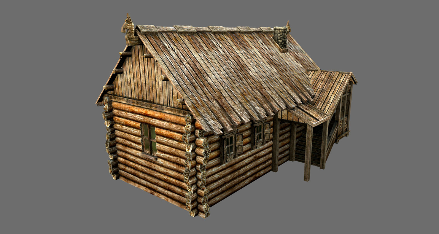 wooden village house max