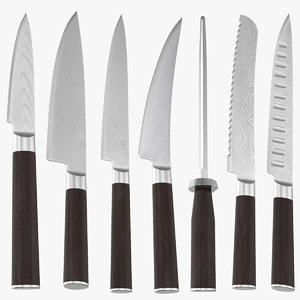 japanese knifes 3d model