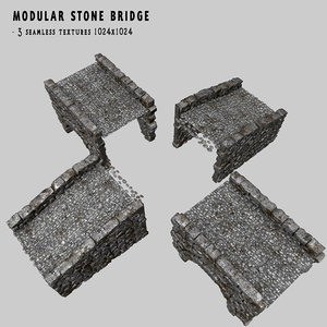 3d model modular bridge stones