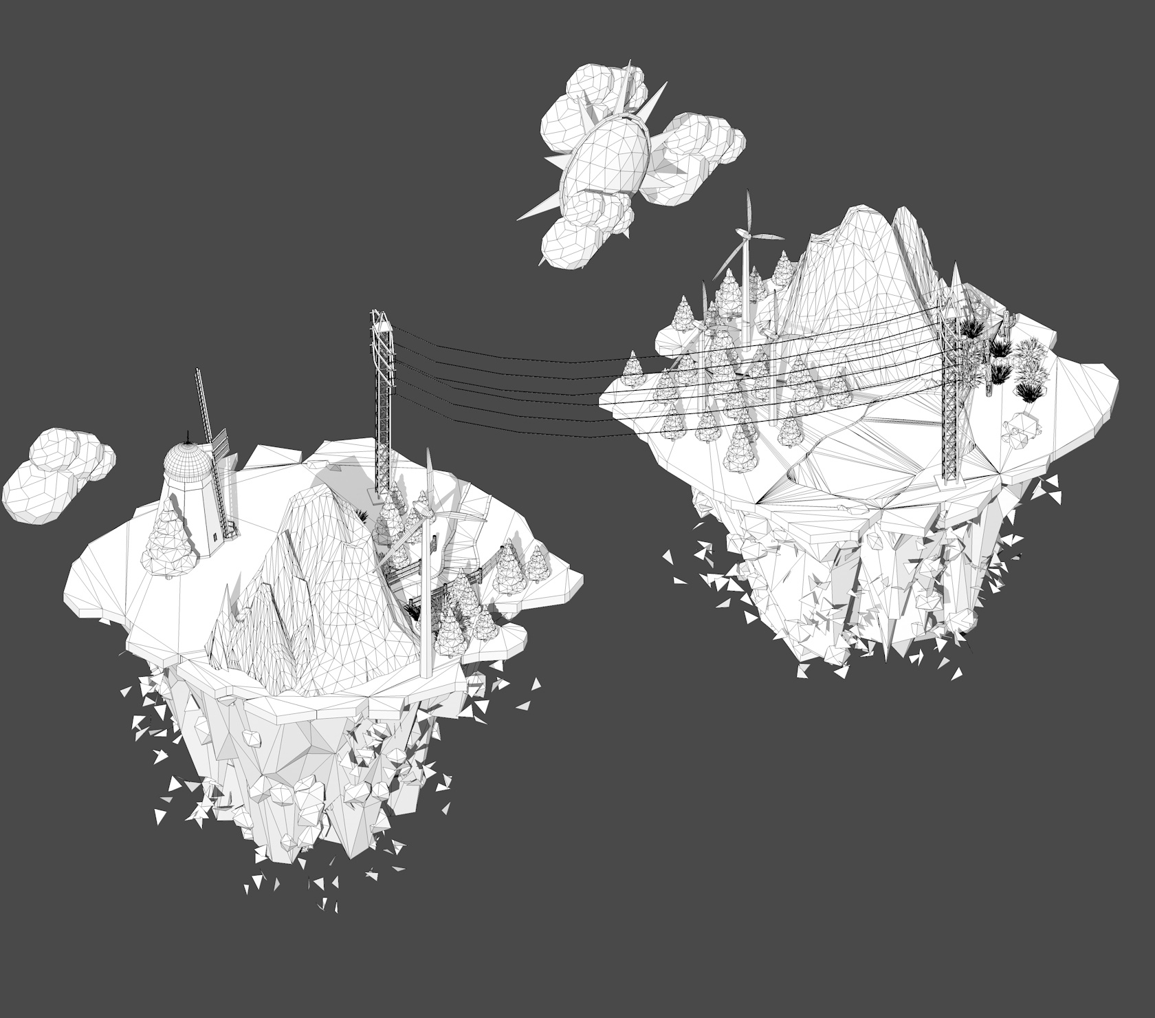 3d floating islands model