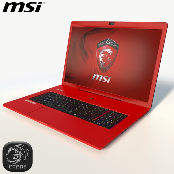 msi red laptop 3d model
