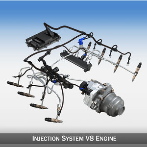 injection v8 engine 8 3d model