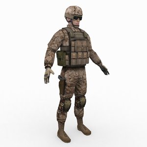 3d model army marine soldier desert camouflage