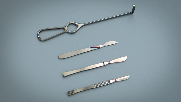 scalpel, retractor - medical instruments