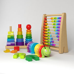 3d set wooden toys model