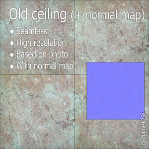 Old Ceiling - High-Resolution Texture with Normal Map Seamless