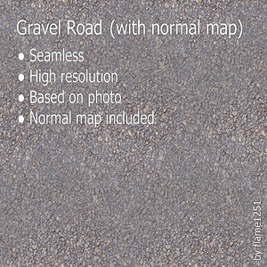 Gravel Road - Seamless High-Resolution Texture with Normal Map 