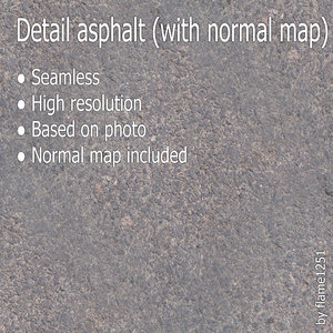 Realistic Street Asphalt - Seamless High-Resolution Texture Includes Normal Map