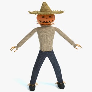 3d model jack-o-lantern scarecrow