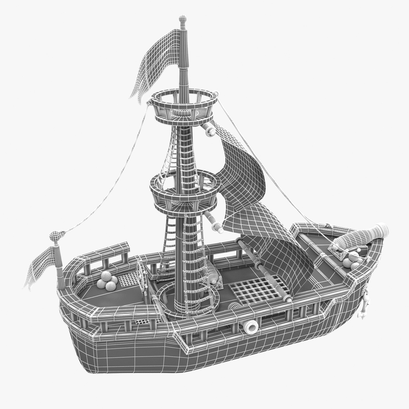 cartoon pirate ship 3d max