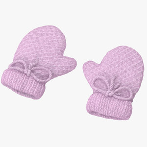 3d model newborn mittens 01 pink