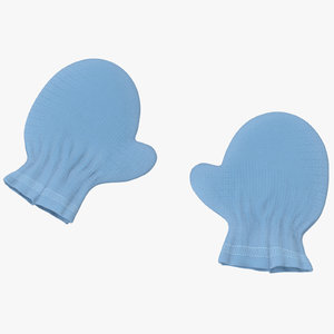 newborn mittens 02 blue 3d model