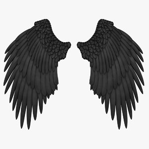 realistic angel wings black 3d max