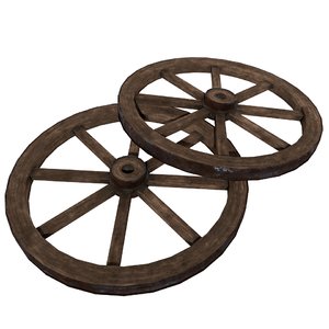 3d model old wooden wheel