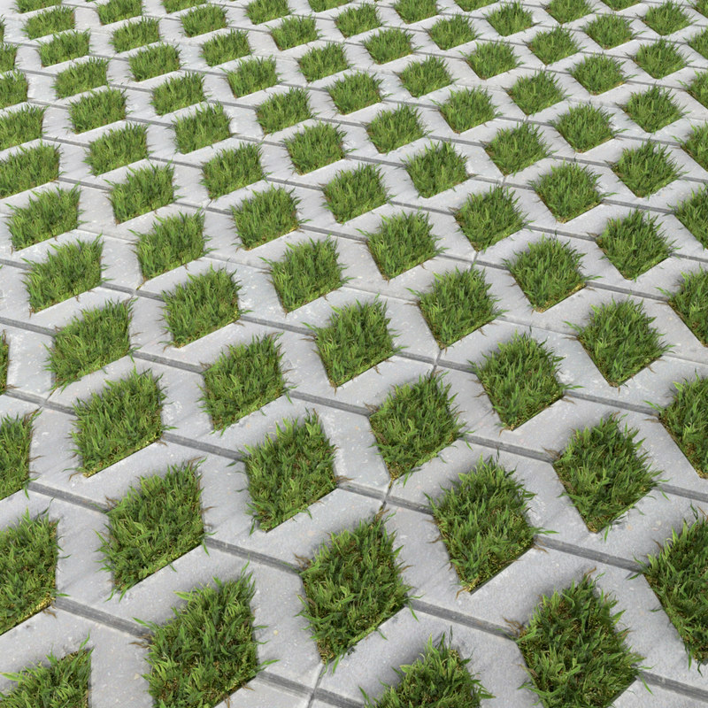 3d paving slabs grass model