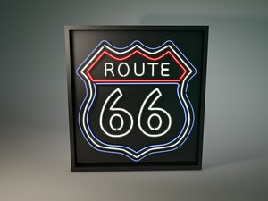 3d neon light route 66