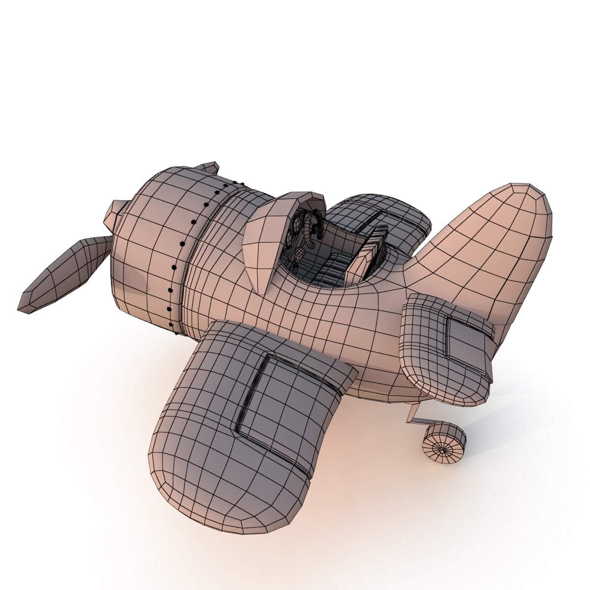 stylized cartoon plane 3d model