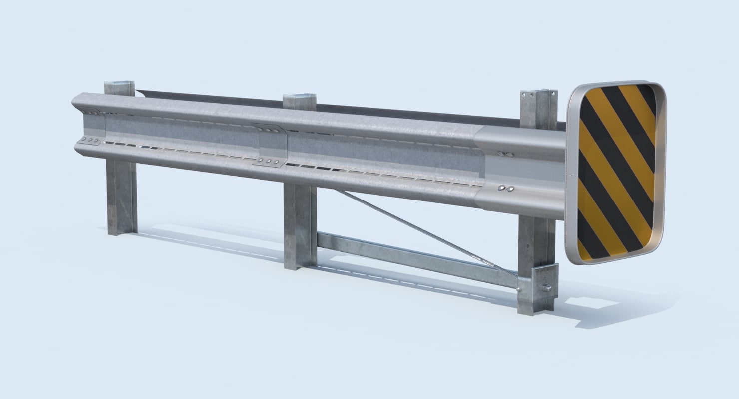 highway guardrail end 3d max