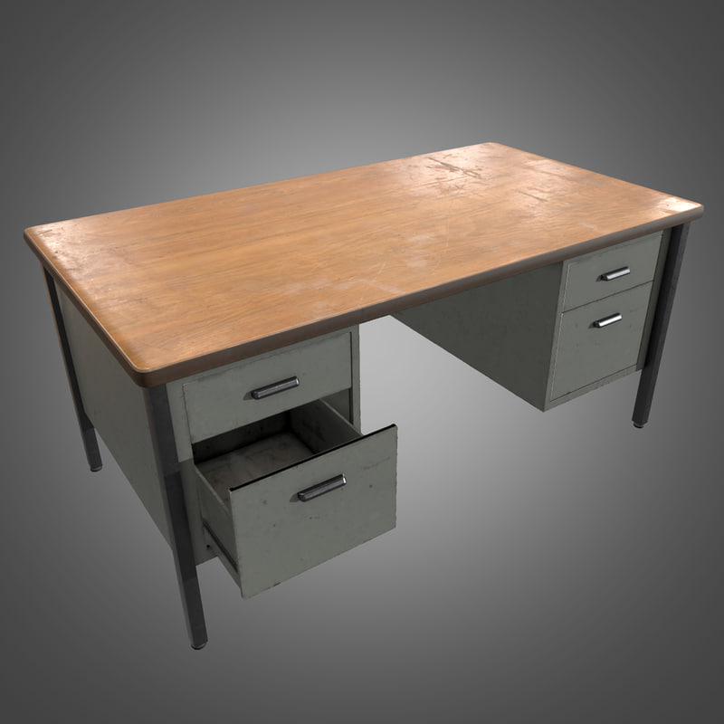 metal office desk 3d model