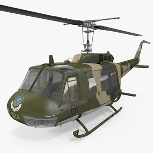 bell uh-1 iroquois camo 3d model
