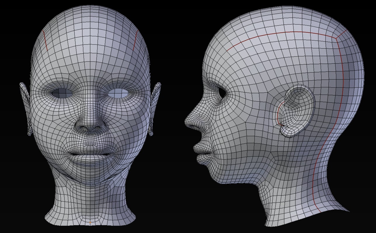 free obj model woman head base mesh