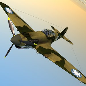 3d max p-40 warhawk fighter aircraft