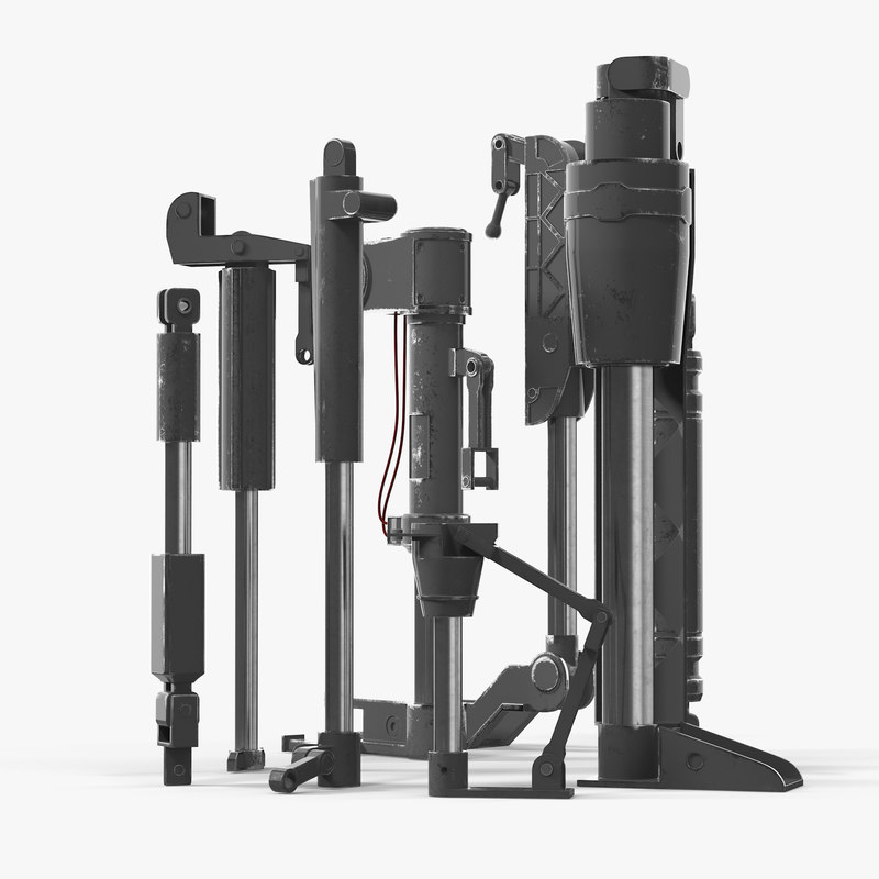 scifi painted hydraulic cylinders 3d max
