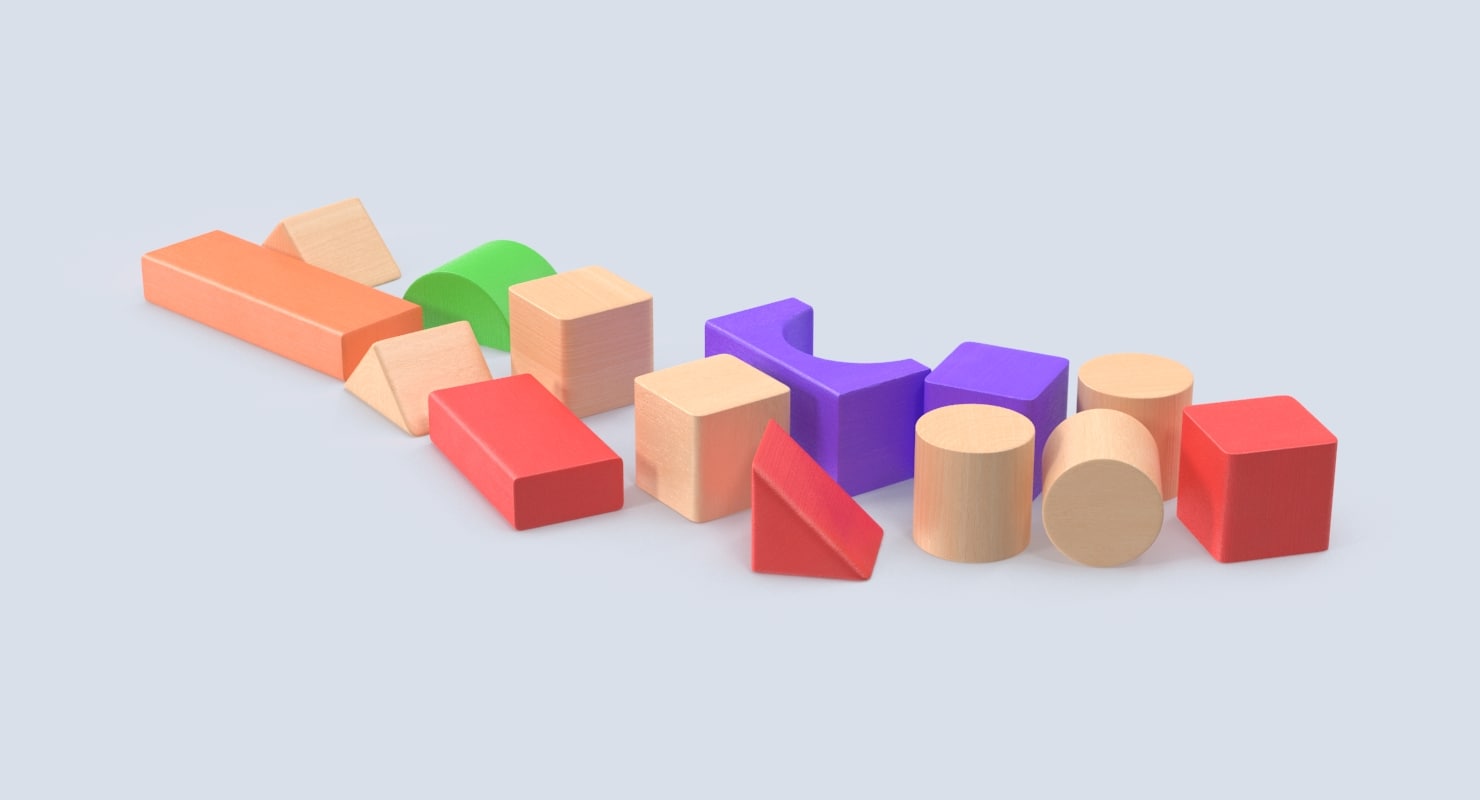 3d model baby building blocks scattered