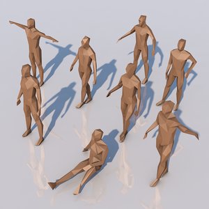 3d model different low-poly humans