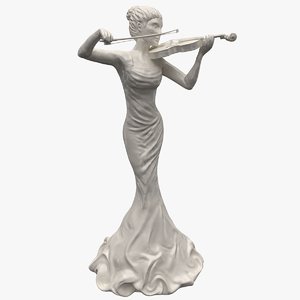 woman statue violin statuettes 3d model