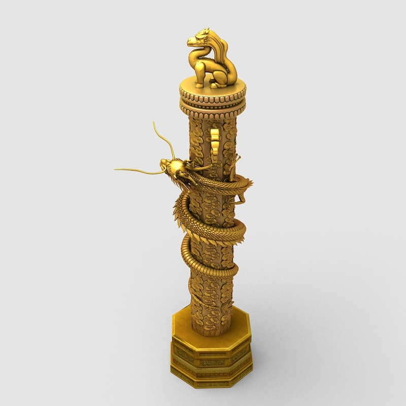 3d chinese dragon pillar