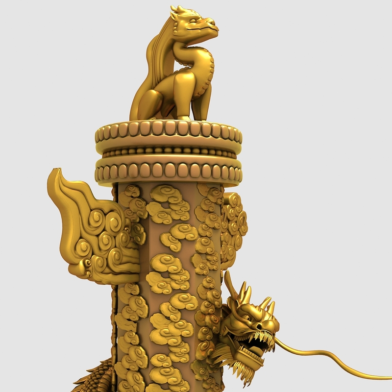 3d chinese dragon pillar