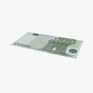 100 euro bill single 3d model