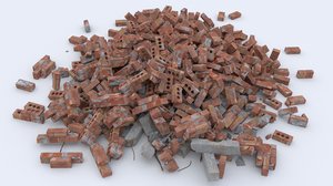 pile brick rubble 3d model