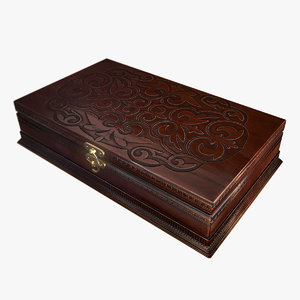 3d antique wooden box