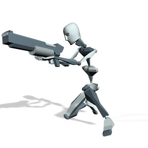 Solider holding rifle look around