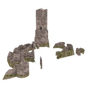 3d ruined medieval castle poland model