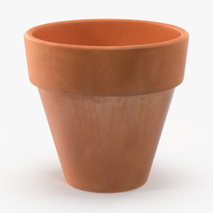 3d small flower pot terra cotta