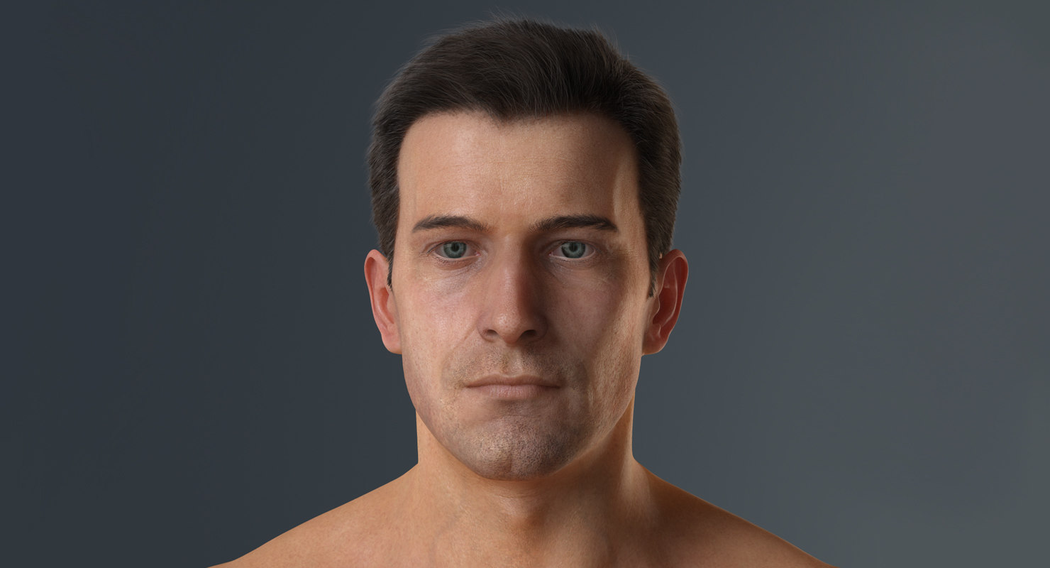 male character realistic hair 3d max