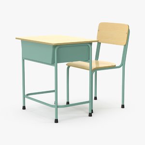 3d school desk 2 model