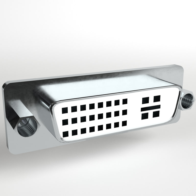 3d dvi panel mount connector model