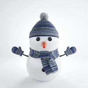 3d model snowman winter hat