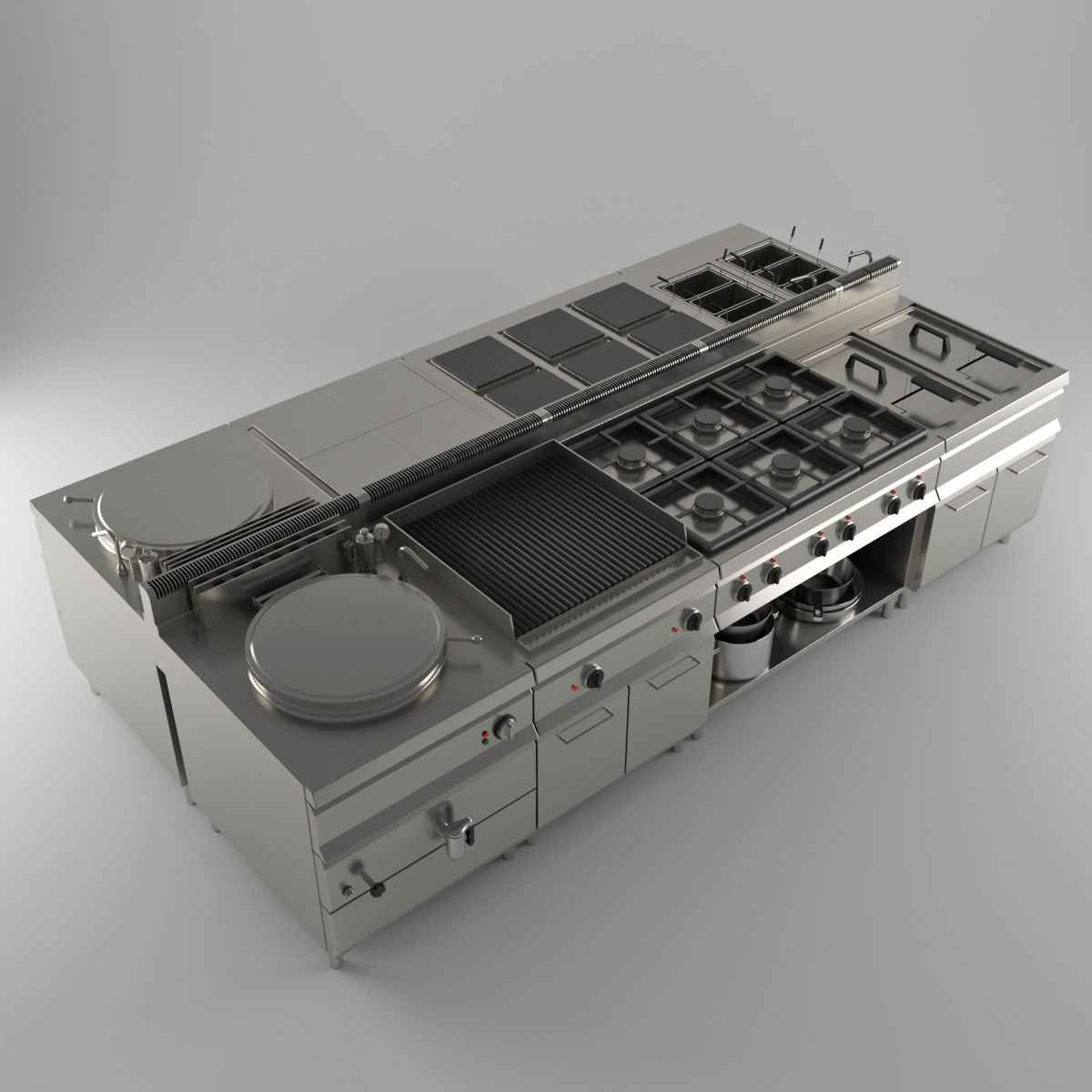 商业工业厨房套装3d模型