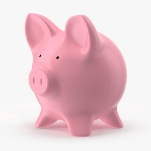 3d model piggy bank glass pink