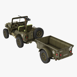 willys jeep 44 trailer 3ds