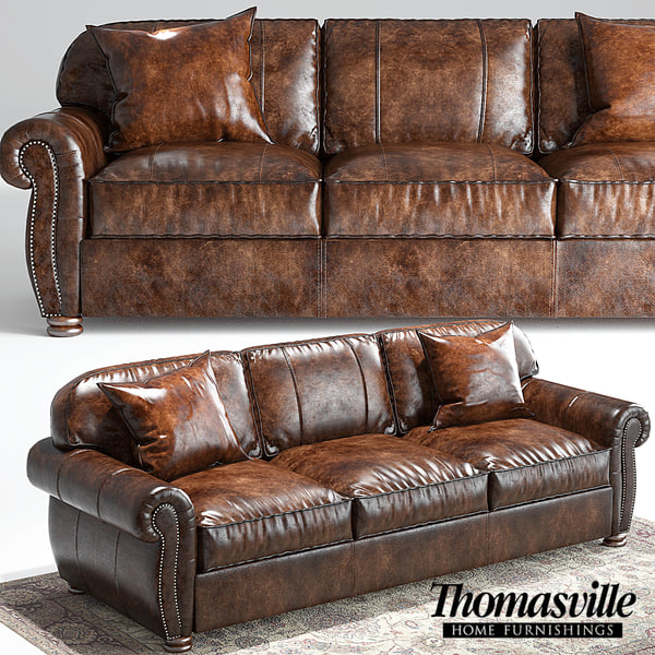 Max Thomasville Benjamin Sofa Armchair, Thomasville Leather Sectional Couch