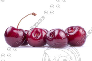 Close up of fresh cherry berries with water drops.