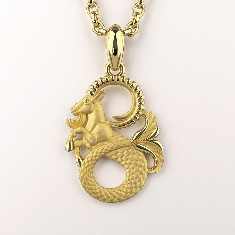 capricorn zodiac sign pendant 3d model